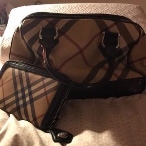 Burberry hand bag with matching zippered wallet